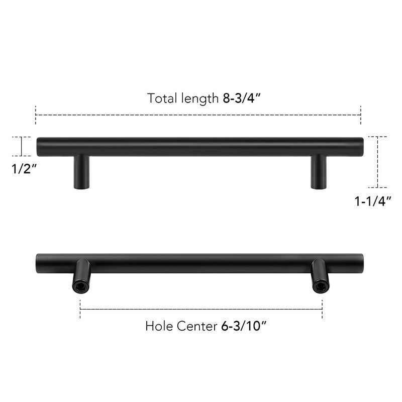 HomeExpert Home Expert 15 Pack 6-3/10 Inch Black Cabinet Handles Matte Black Cabinet Pulls Black Dresser Drawer Pulls Stainless Steel Kitchen Cabinet Handles Matte Black 8-3/4 Inch Overall Length - Image 3
